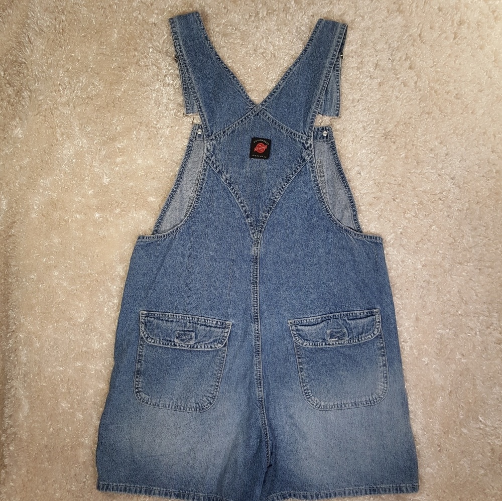 AEO Dungarees Workwear Denim Overall Shorts - Picture 5 of 8